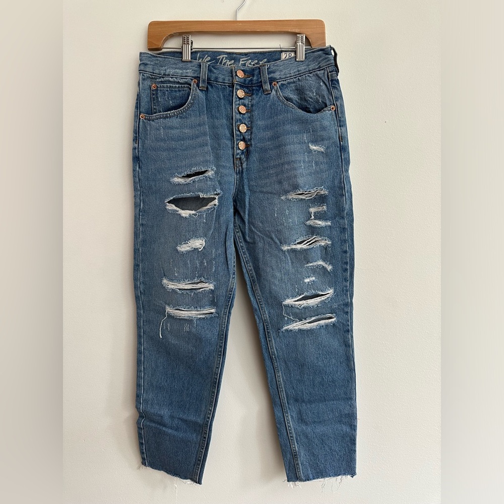 Free People We The Free Blossom Rigid Distressed Jean Size 28